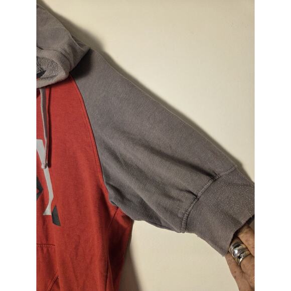 Vtg Volcom Hoodie Womens M Short Puff Sleeve Zip Up Stone Art Red Gray Surf - Picture 3 of 9